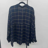 JJill Women's Size 2X Navy Checkered Long Sleeve Shirt