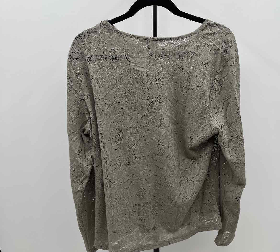 davi & dani Women's Size 2X Olive Lace Long Sleeve Shirt