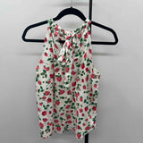 J Crew Women's Size XS White Strawberries Sleeveless Shirt