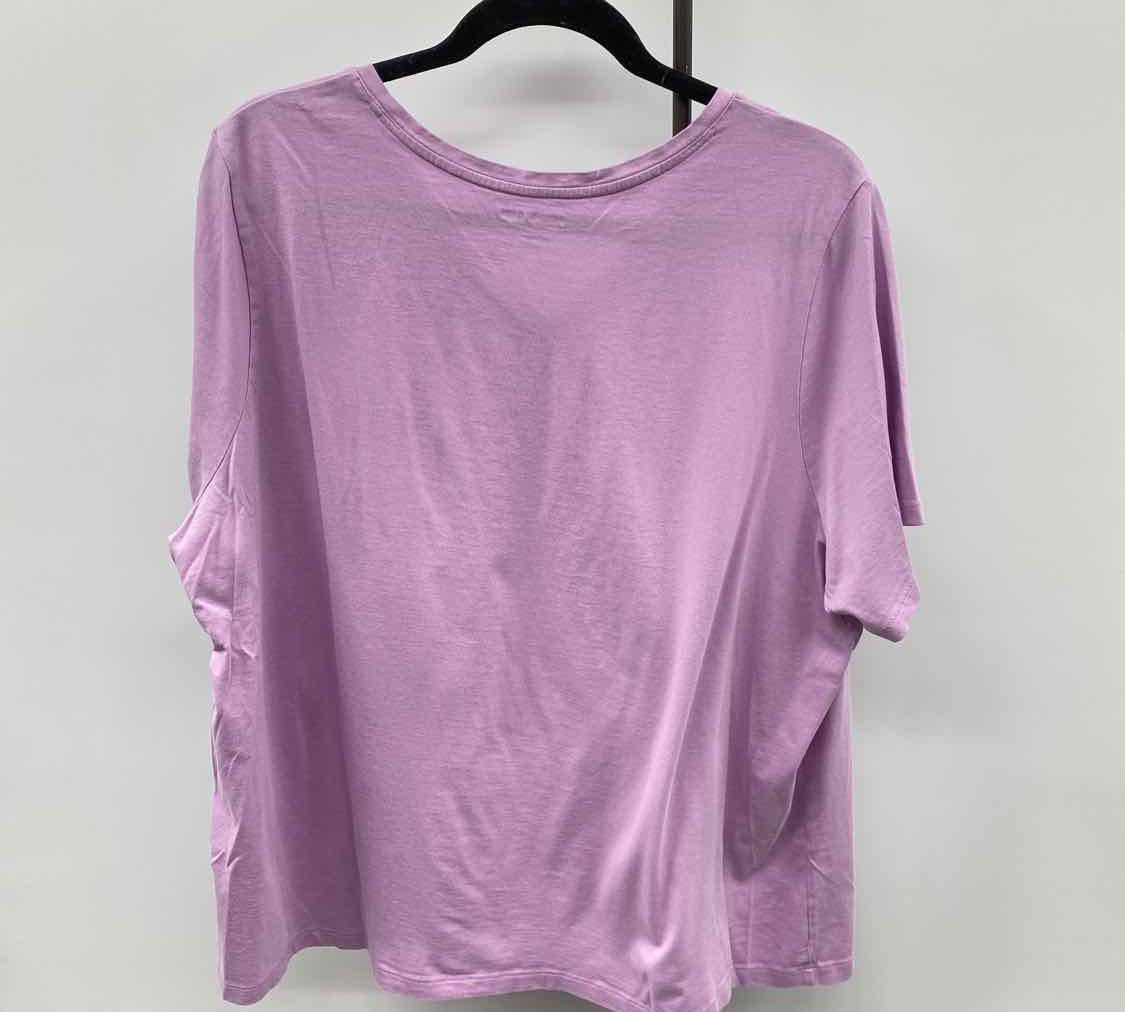 Lands End Women's Size 2X Lavender Solid Short Sleeve Shirt