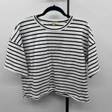 Madewell Junior's Size XL White Stripe Short Sleeve Shirt