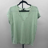 White House Black Market Women's Size M Green Stripe Short Sleeve Shirt