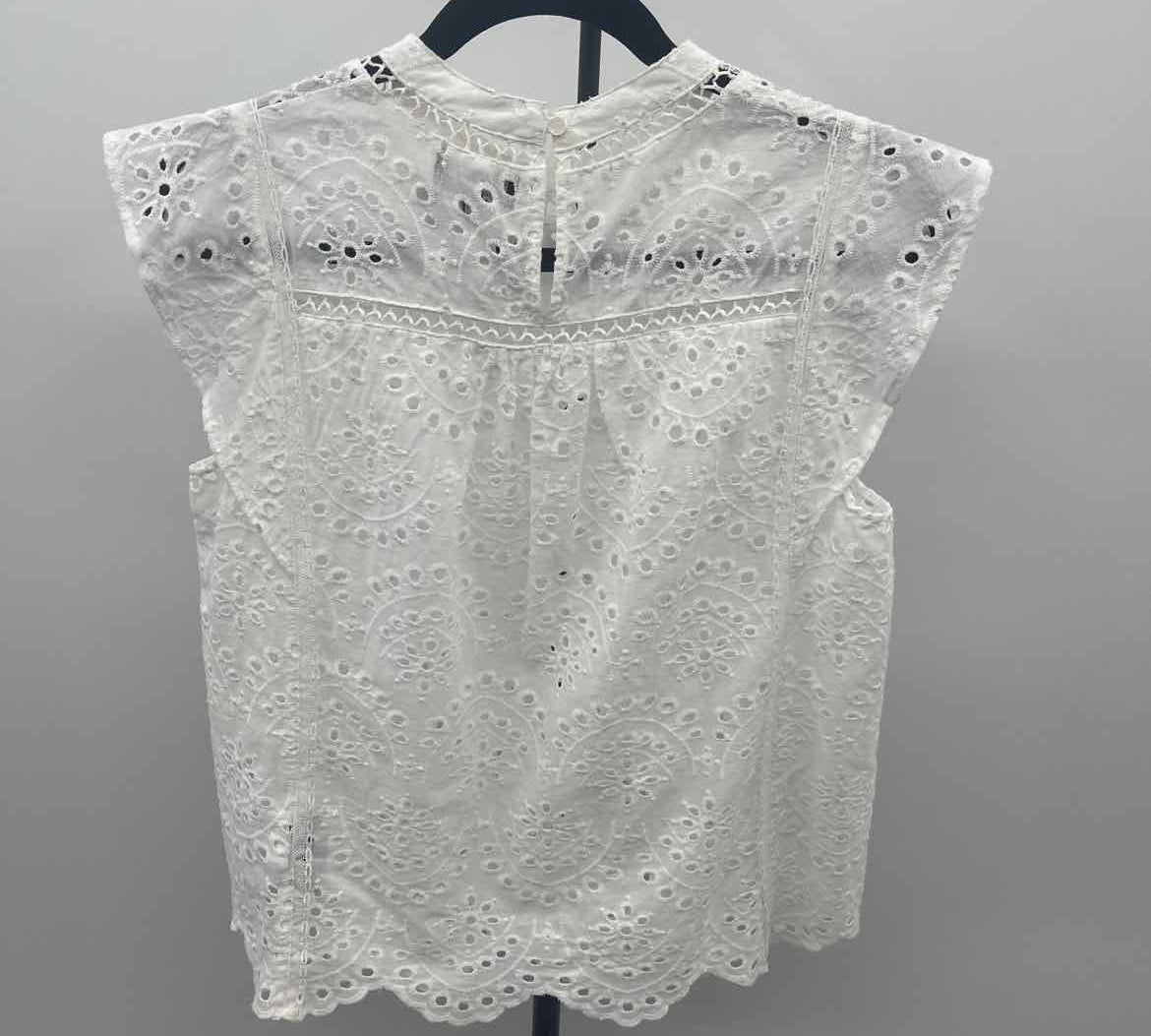 For All Mankind Women's Size S White Eyelet Short Sleeve Shirt