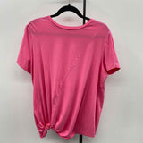 St. John's Bay Women's Size XXL Pink Solid Short Sleeve Shirt