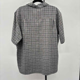 Haggar Men's Size L Charcoal Plaid Short Sleeve Shirt