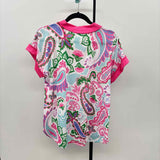 Heimish USA Women's Size M Pink Paisley Short Sleeve Shirt