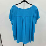 Chico's Women's Size 2X Blue Solid Short Sleeve Shirt