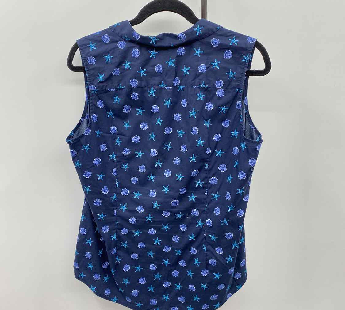 Talbots Women's Size L Navy Seashells Sleeveless Shirt