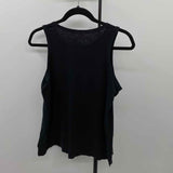 Woodstock Women's Size S Black Words Sleeveless Shirt