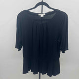 Liz Claiborne Women's Size L Black Solid Short Sleeve Shirt