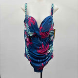 Caribbean Sand Women's Size 20W Blue Leaf Swimsuit