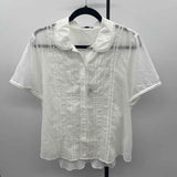 J Crew Women's Size 1X White Solid Short Sleeve Shirt