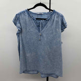 Jane & Dilancey Women's Size XL Blue Solid Short Sleeve Shirt