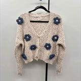 Luna Ivy Women's Size M Oatmeal Floral Cardigan