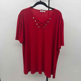 89th & Madison Women's Size 2X Red Solid Short Sleeve Shirt