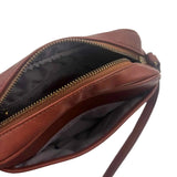 FOSSIL Caramel Vegan Leather & Print Crossbody Purse w/Adjustable Strap