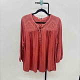 Lucky Brand Women's Size 1X cinnamon Textured Long Sleeve Shirt