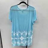 Chico's Women's Size XL Light Blue Tie Dye Short Sleeve Shirt