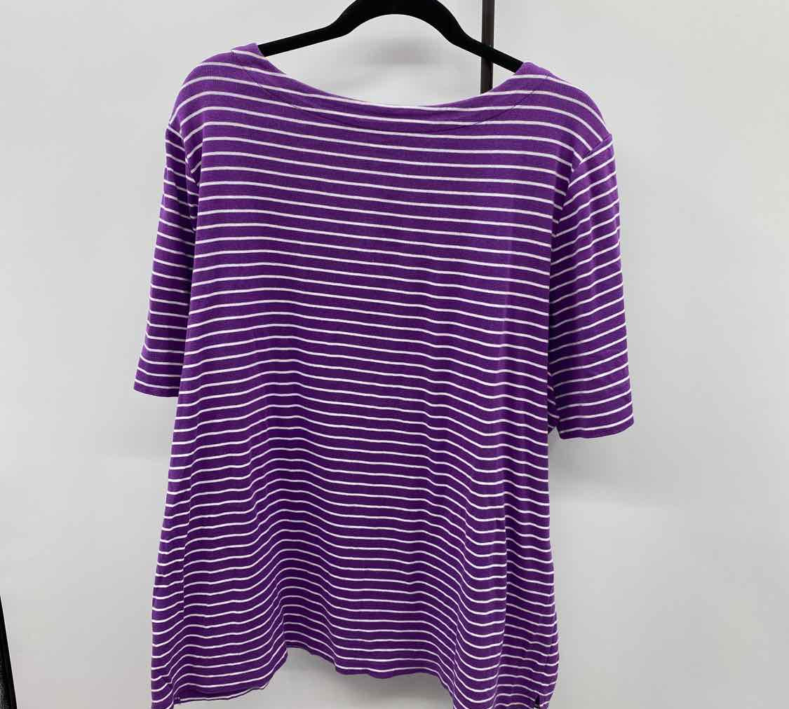 CJ Banks Women's Size 2X Purple Stripe Short Sleeve Shirt