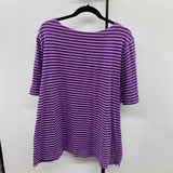 CJ Banks Women's Size 2X Purple Stripe Short Sleeve Shirt