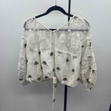 Free People Women's Size XS White Palm Trees Long Sleeve Shirt