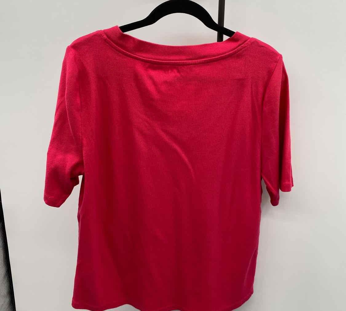 Talbots Women's Size XL Red Ribbed Short Sleeve Shirt