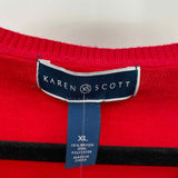 Karen Scott Women's Size XL Red Stripe Cardigan