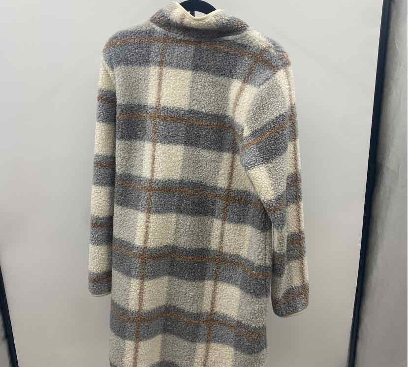 Aspen Women's Size M Ivory Plaid Coat
