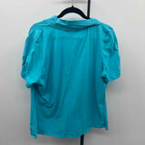 Michael Kors Women's Size 2X Turquoise Solid Short Sleeve Shirt