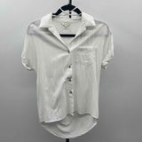 sim & sam Women's Size M White Solid Short Sleeve Shirt