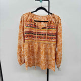 Unbranded Women's Size S Orange Multi-Pattern Long Sleeve Shirt