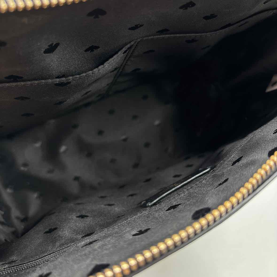 Interior KATE SPADE Black Leather PATTERSON DRIVE Domed Satchel Purse w/Crossbody Strap