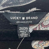 Lucky Brand Women's Size 2X Black Floral Long Sleeve Shirt