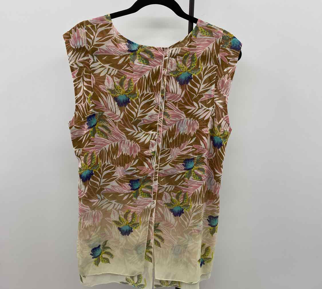 CABI Women's Size L Bronze Floral Sleeveless Shirt