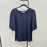 Chico's Women's Size XL Navy cutouts Short Sleeve Shirt