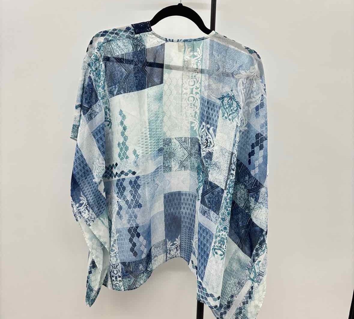 Chico's Women's Size One Size Blue Patchwork Cardigan