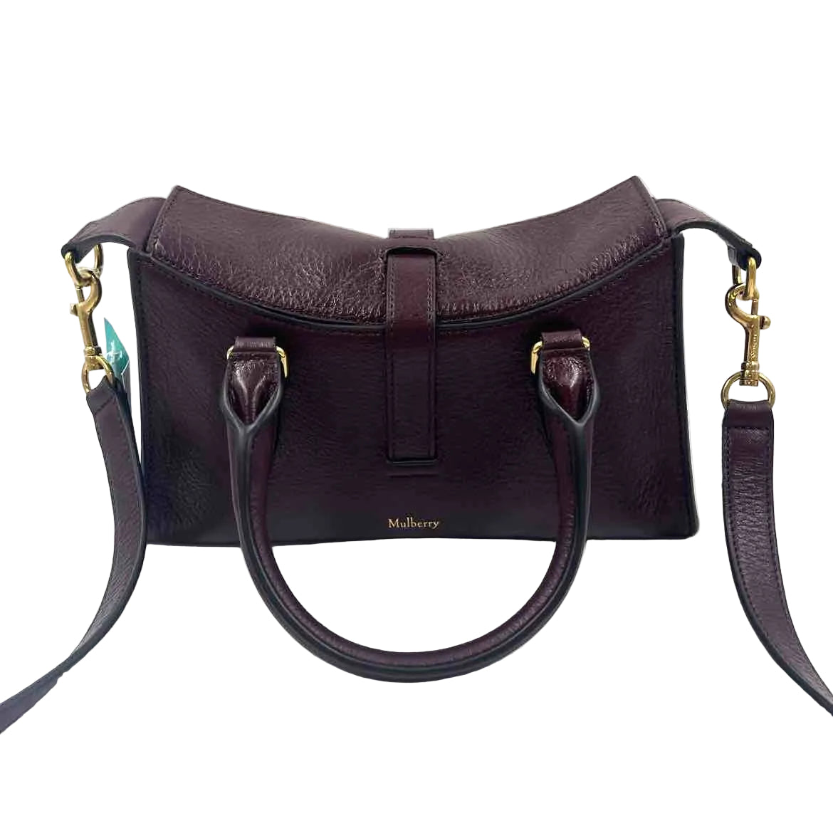 Back MULBERRY Oxblood Pebble Leather MINI ROXANNE Handled Satchel Purse w/Crossbody Strap
