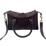 Back MULBERRY Oxblood Pebble Leather MINI ROXANNE Handled Satchel Purse w/Crossbody Strap