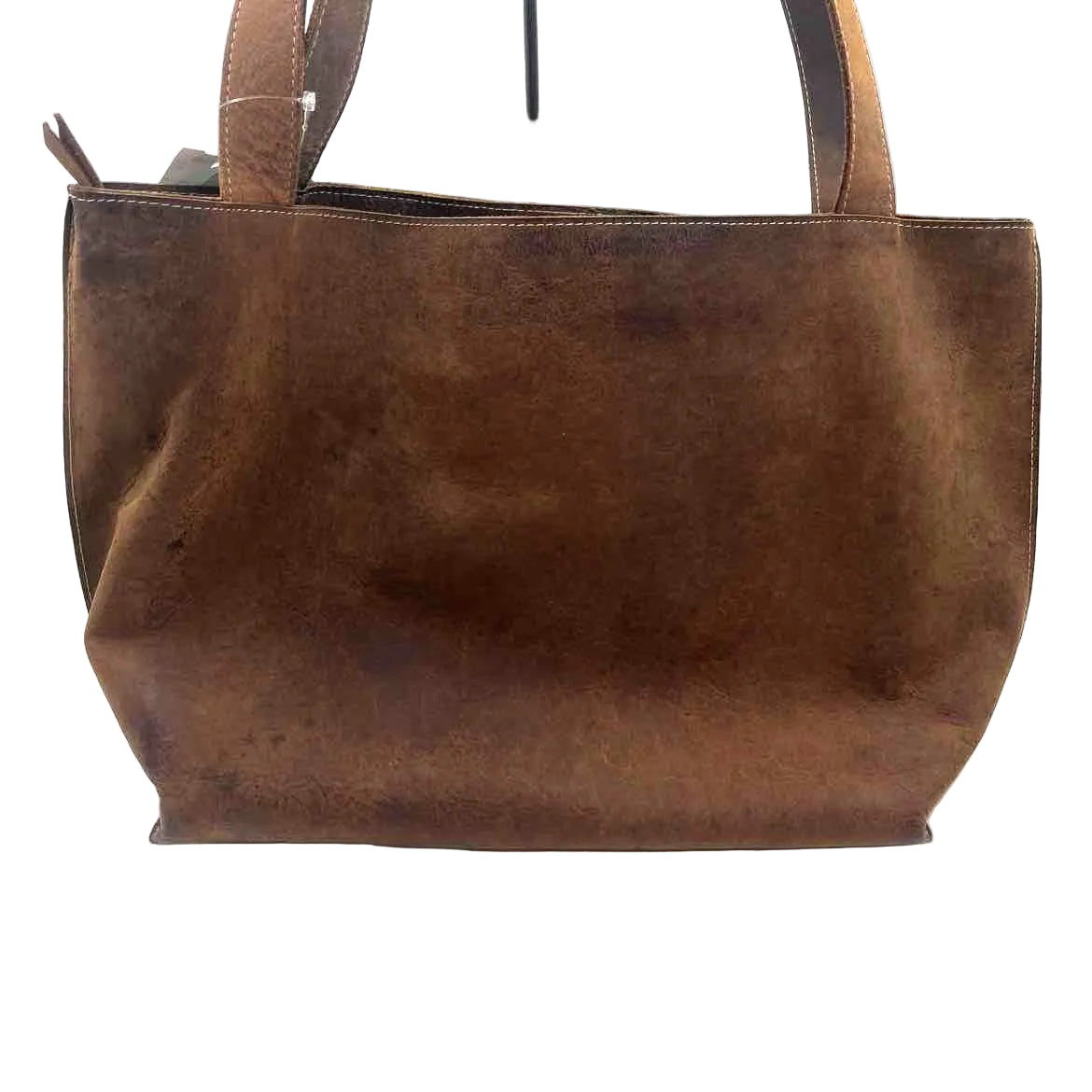 KIKO Brown Distressed Leather Handled ON THE GO Tote Bag Purse