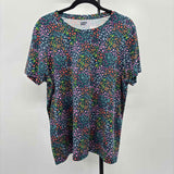 Lands End Women's Size L Multi-Color Floral Short Sleeve Shirt