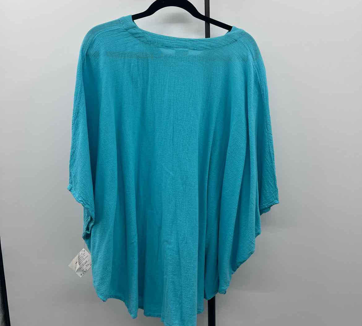 Oh My Gauze Women's Size One Size Aqua Textured Short Sleeve Shirt