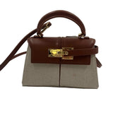 JW PEI Caramel Brown Canvas & Faux Leather Handled ELISE Satchel Purse w/Crossbody