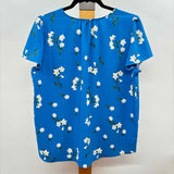 Hilary Radley Women's Size M Blue Floral Short Sleeve Shirt
