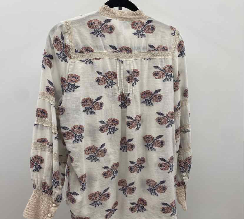 Sundance Women's Size M Ivory Floral Long Sleeve Shirt
