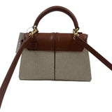 Back JW PEI Caramel Brown Canvas & Faux Leather Handled ELISE Satchel Purse w/Crossbody