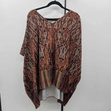 Chico's Women's Size L/XL Brown Abstract Short Sleeve Shirt