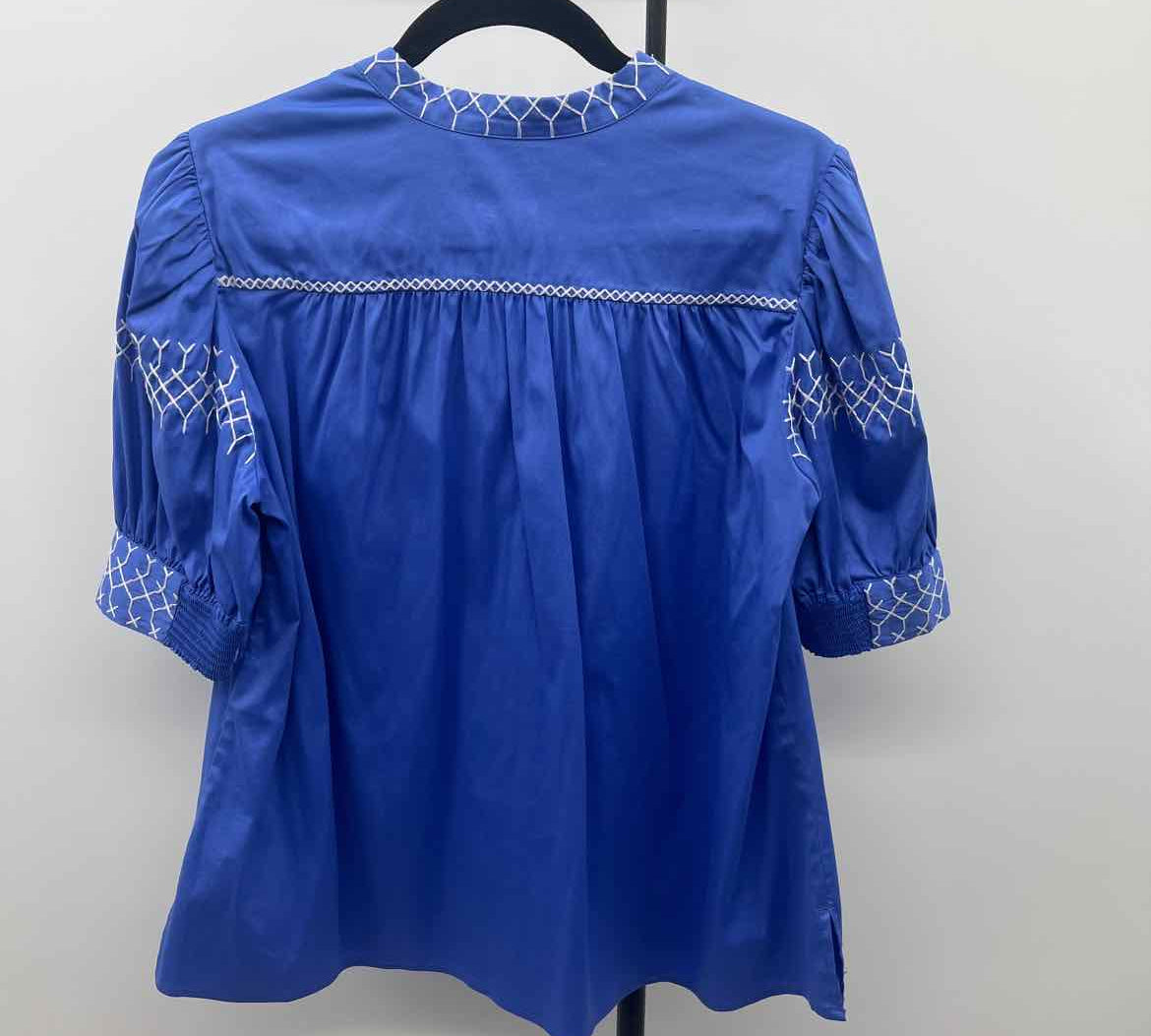 Chico's Women's Size S Blue Solid Short Sleeve Shirt