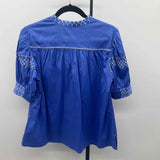 Chico's Women's Size S Blue Solid Short Sleeve Shirt