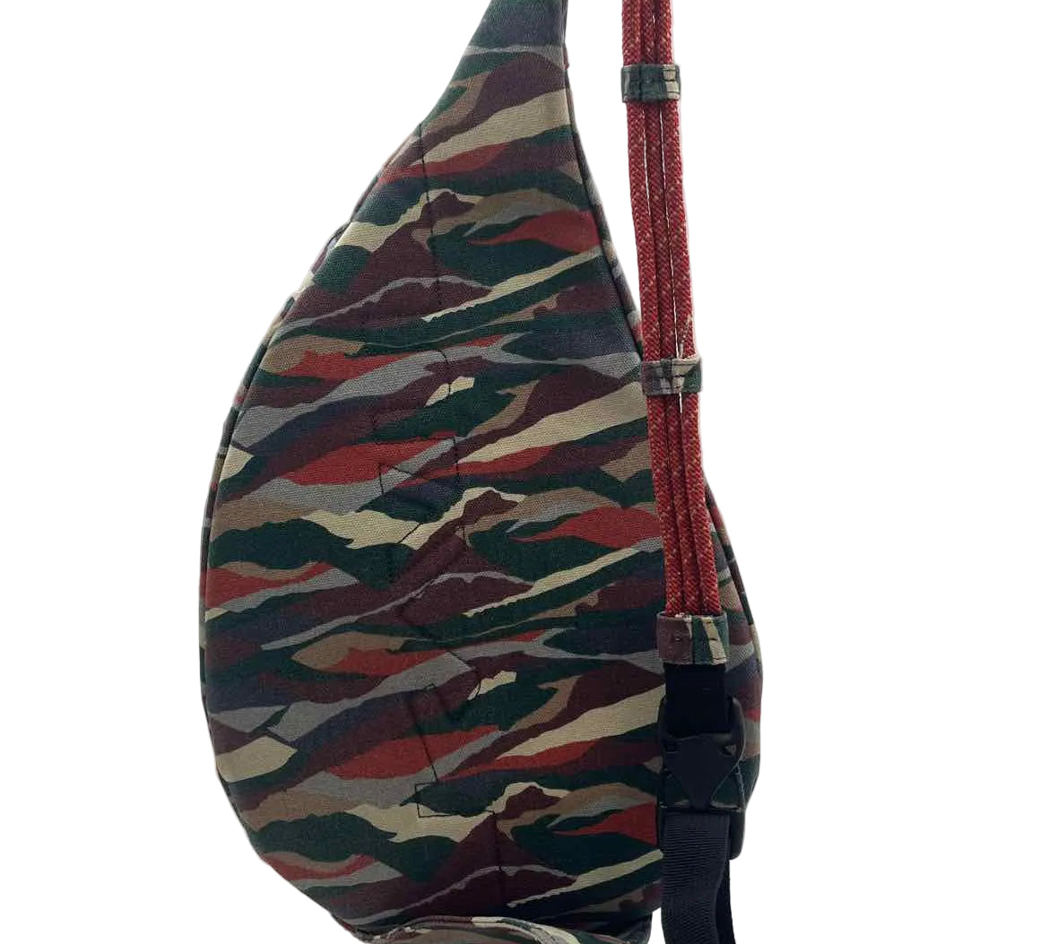 KAVU Green & Maroon Multi Camo Canvas Sling Bag Purse