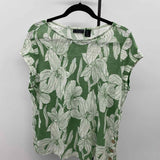 Tahari Women's Size L Green Floral Short Sleeve Shirt